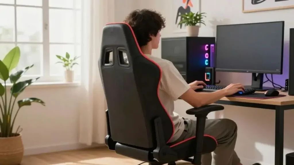 intervenção cadeira gamer ergonomia e bem-estar no setup