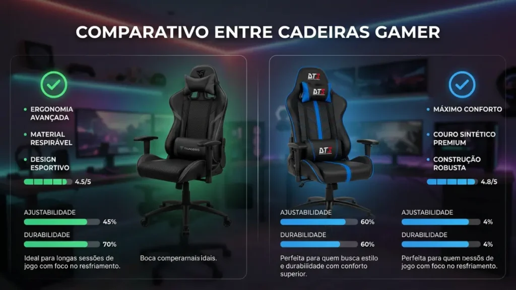 ThunderX3 YC3 vs DT3 Nero: Qual é o Melhor em 2026? Comparativo Completo! 2 comparativo entre cadeiras gamer