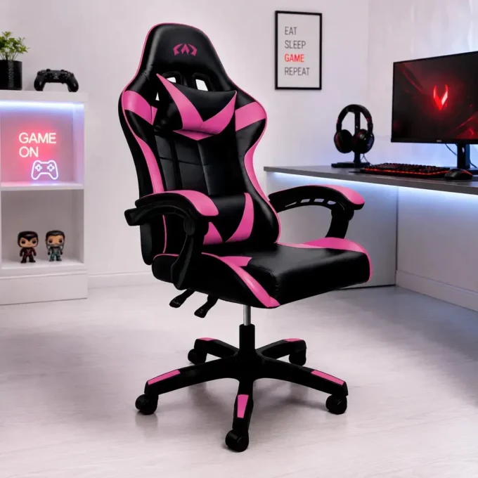 Conforto e Economia: Cadeiras Gamer Ergonômicas até R$650 6 Cadeira Gamer Escritorio Ergonomica Profissional Couro 135kg Cor Rosa