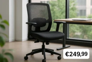 GXTrust Rivara: cadeira ergonômica em malha certificada, com apoio lombar ajustável e preço sugerido de €249,99